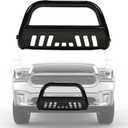 ECOTRIC Front Bull Bar Bumper Grille Guard Protector w/Skid Plate Compatible with 2009-2018 Dodge Ram 1500 2019-2025 Dodge Ram 1500 Classic Brush Guard Brush Push Bar Steel Light Mount