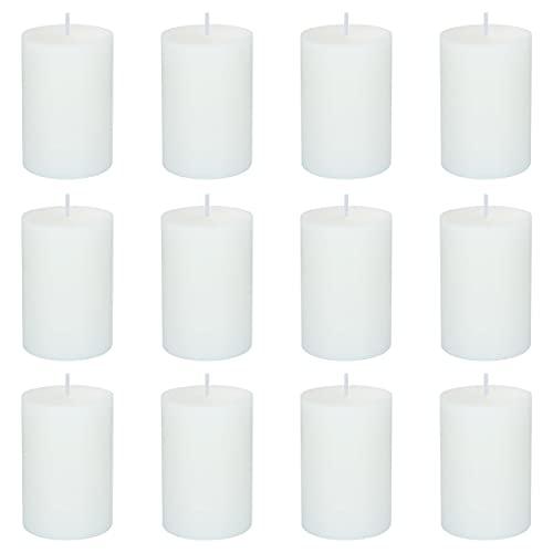 12 Pack 3x3 Inch Pillar Candles, Unscented Column Candles for Home Restaurants Spa Church Weddings, Smokeless Dripless and Clean Burning Emergency Candle - White