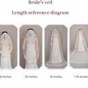 Wedding Veil Lace 1 Tier Cathedral Length Fingertip Length Bride Veil with Metal Comb, 30 in Off White