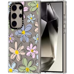 MOSNOVO Case for Samsung Galaxy S24 Ultra, [Buffertech 6.6ft Military-Grade Drop Protection] [Anti Peel Off Tech] Clear TPU Bumper Phone Case Cover Design - Linear Blooms