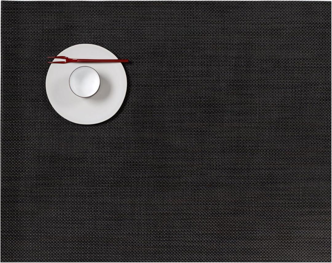 Chilewich Mini Basketweave Placemats in Espresso - Set of 4 - Easy Care Woven Tabletop Textiles - Indoor/Outdoor - 19" x 14" Rectangle, 14"x19"