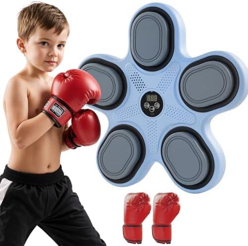 Droyek Music Boxing Machine with Boxing Gloves, Wall Mounted Smart Music Boxing Trainer, Electronic Boxing Target Workout Punching Equipment for Home, Indoor and Gym