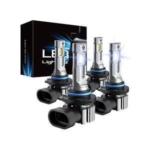 RCJ 9005 9006 Bulbs Combo, 600% Brightness 9005/HB3 High 9006/HB4 Low Dual Beam Bulbs, 6000K Cool White, Plug and Play, IP67 Waterproof, Pack of 4