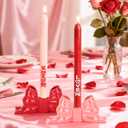 DN DECONATION Flameless Taper Candles Set of 2, Red & Pink Valentine LED Candles - Battery Operated XOXO & Love Decor Candles for Romantic Home, Wedding, Gift for Her