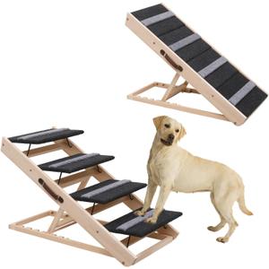 Upgrade 2-in-1 Pet Ramp Dog Stair,Folding Pet Stairs,Portable Dog Ramp for Small&Large Old Animals with Non-Slip Surface,Dog Ramp for Bed,Couch and Car,11.8" to 23.6" Height Adjustable(4017.7)