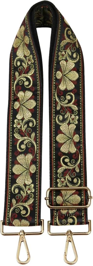 ZANQANO Purse Strap Replacement Crossbody Bag Women Wide Adjustable Jacquard Woven Handbag Straps (Vintage Flower G)