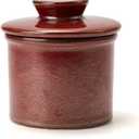 XELA Ceramic Butter Crock, French Butter Dish for Counter, Butter Keeper With Water Line for Fresh Spreadable Butter- Reddish Brown