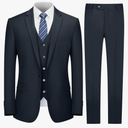 Cooper & Nelson Men's Suit Slim Fit, 3 Piece Suits for Men, One Button Solid Jacket Vest Pants with Tie, Tuxedo Set M