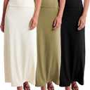 3 Pack Women's Maxi Skirts Long Flowy High Waisted Summer Work Casual Party (XXL)