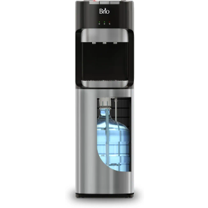 Brio Bottom Loading Water Cooler Dispenser for 5 Gallon Bottles - 3 Temperatures with Hot, Room & Cold Spouts, Child Safety Lock, LED Display with Empty Bottle Alert, Stainless Steel