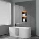 12" X 24" Stainless Steel Shower Niche with LED Lights, Matte Black Double Shelves Recessed Shower Niche No Tile Needed for Bathroom/Bedroom Storage, W12" x H24"