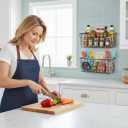 2 Set Adhesive Hanging Wall Basket Inside Cabinet Door Organizer,Wall Storage Basket-No Drilling Adhesive wall Basket for Cupboard Door,Space-Saving Small Hanging Baskets for Wall Mount Storage,Black