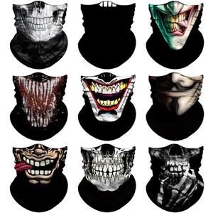 Venswell Neck Gaiter Face Mask Men Women,Seamless Bandana Rave Face Cover Scarf Mask,Balaclava,Headband, Head Wrap,Headwear (B-joker+skull)