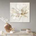 SEVEN WALL ARTS White Flower Wall Art Beige and Gold Blooming Flower Abstract Floral Artwork Print Poster for Living Room Bedroom Bathroom Home Office Wall Decor 24"x24"