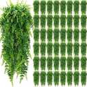 Geosar 48 Pcs Artificial Hanging Plants 32 Inch Hanging Boston Ferns Plastic Fake Plants for Wall Room Garden Wedding Garland Indoor Outdoor Decoration, No Basket