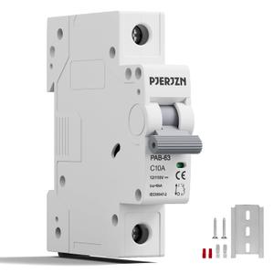 12-110V DC Circuit Breaker Solar 10Amps 1P Miniature Circuit Breaker Solar DIN Rail Mount Thermal Magnetic Trip Solar PV Isolator Solar Panel for Photovoltaic Systems
