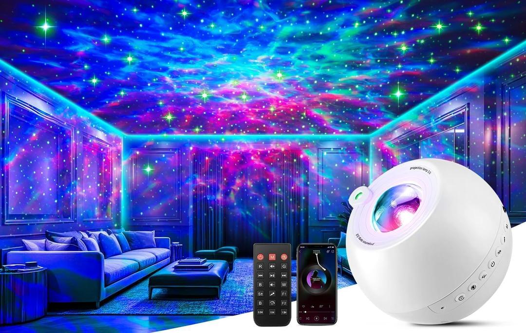 Galaxy Projector for Bedroom,15 Colors+15 White Noise+Bluetooth Star Projector Galaxy Light Projector for Bedroom Skylight Cloud Ceiling Projector Night Light Projector LED Room Lights for Bedroom