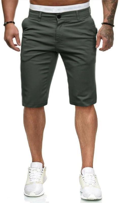 ALLABREVE Mens Chinos Flat Front Golf Short Work Dress Short Summer Beach Shorts Pants (36, Army Green)