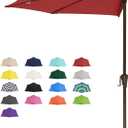JEAREY 9ft Half Umbrella Outdoor Patio Umbrella Market Umbrellas with Crank, 1/2 Round Wall Umbrella 5 Sturdy Ribs UV Protection for Pool Garden Balcony Deck, Red