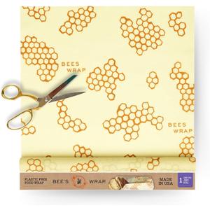 Bee's Wrap Beeswax Wraps for Food - Cut to Size 14x52" Wax Paper Roll - Made in USA Reusable Waxed Paper & Bowl Covers - Organic & Eco-Friendly Alternative to Aluminum Foil & Plastic Wrap, Honeycomb