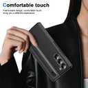 for Samsung Galaxy Z Fold 6 Case with Built-in Compact Writing Pen,Leather Texture,Hinge Protection Wireless Charging,Slim S Pen Phone Case Black 23-Z Fold6-04