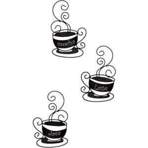 Collections-Etc 3 PCS Metal Wall Art Coffee Decor  Coffee Cups with Mocha Latte Java Sign for Kitchen, Living Room, Dining