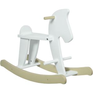 Qaba Wooden Rocking Horse Toddler Baby Ride-on Toys for Kids 1-3 Years with Classic Design & Solid Workmanship, White