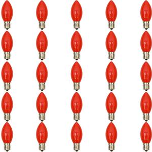 Abeja 25 Pack C9 LED Christmas Light Bulbs, C9 Red Shatterproof LED Bulbs Replacement for Christmas String Lights, E17 Intermediate Base, 0.6Watt