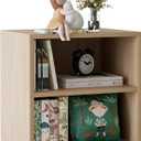 Garden 4 you Cube Storage Organizer Shelf, 2 Tiers Stackable Bookshelf, Wooden Display Bookcase with 2 Cube Storage, Small Storage Cabinet for Living Room Bedroom, Natural