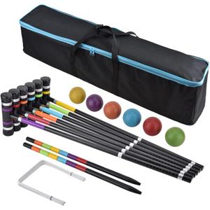 [6 Players]Premium Croquet Set for Families, BroWill Croquet Set with Carrying Bag for Yard Outdoor Lawn Backyard Games for Kids Adults All Ages, 35 Inch