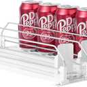 Drink Organizer for Fridge-White Automatic Pusher Glide,12oz 16oz 20oz-Soda Dispenser for Fridge-Holds up to 15 Cans
