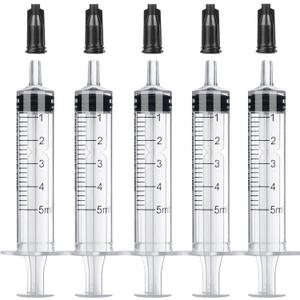 5ml Plastic Syringe Without Needle for Liquid - Measuring Syringes with Caps , Separate Packaging , Pet Medicine Small Syringe for Cats and Dog - 5 ml 5Pack