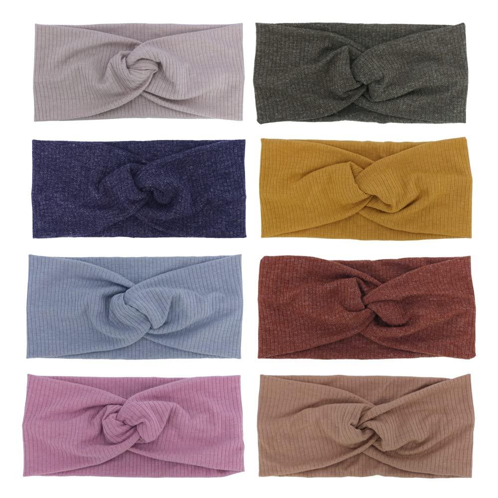 Sugarmelon Baby Headbands Stretchy Hairbands Hair Bow Elastics for Baby Girls Newborn Toddlers Infant Kids Turban Headband (Cross Headband Taupe)