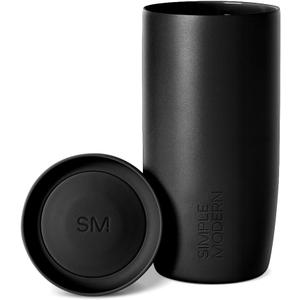 Simple Modern Travel Coffee Mug Tumbler with 360 Lid | Ceramic-Lined Insulated Stainless Steel Cold Brew Iced Coffee Cup | Gifts for Women Men Her Him | Voyager Signature | 16oz | Midnight Black