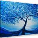 ketilly Blue Tree of Life Canvas Wall Art, Modern Abstract Print for Farmhouse, Living Room, Bathroom, Kitchen, Bedroom, Office - 15x12 Inches Unframed