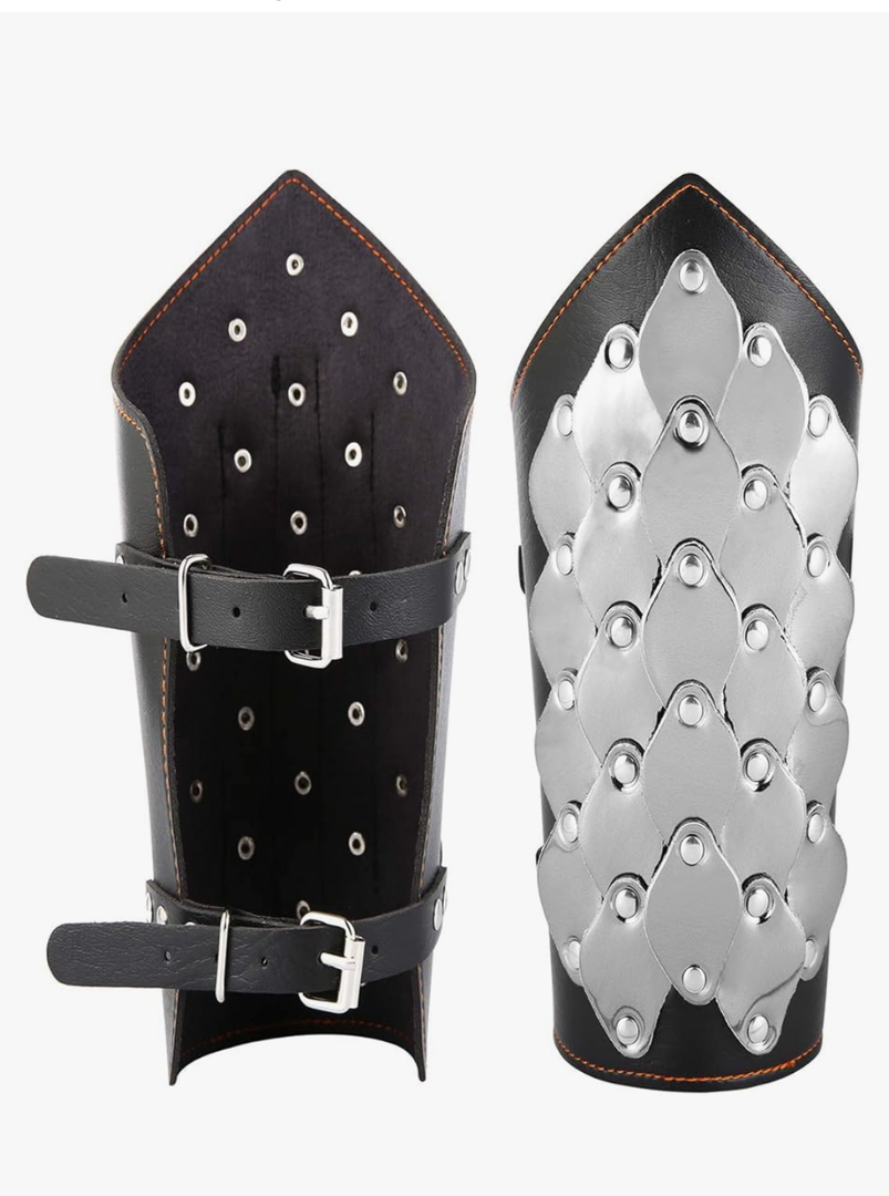 HZMAN 2 PACK Unisex Black Faux Leather Dragon Scale Gauntlet Wristband Wide Bracer Arm Armor Cuff, Large