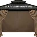 Gazebo Universal Replacement Privacy Curtain - Hugline 10' x 10' Outdoor Waterproof 4-Panels Gazebo Side Wall with Zipper (Curtain Only, Khaki)