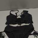 ZAFUL Women Tankini Set, Ribbed High Cut Surplice Swimsuit Bathing Suit with Spaghetti Straps (Medium, 15-black)