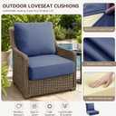 6" Thick Deep Seat Patio Cushions Set - 22x24x6 Waterproof & Fade-Resistant Outdoor Cushions with Removable Cover, Blue Replacement Cushions for Wicker Chairs, Loveseats & Sofas