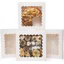 qiqee Auto-pop up 50 Packs Bakery Box With Window 8x8x2.5 inch White Pie Boxes Pastry Box
