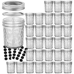 VERONES Mason Jars 6 OZ, 30 PACK 6oz Mason jars Canning Jars Jelly Jars With Lids, Ideal for Jam, Honey, Wedding Favors, Shower Favors