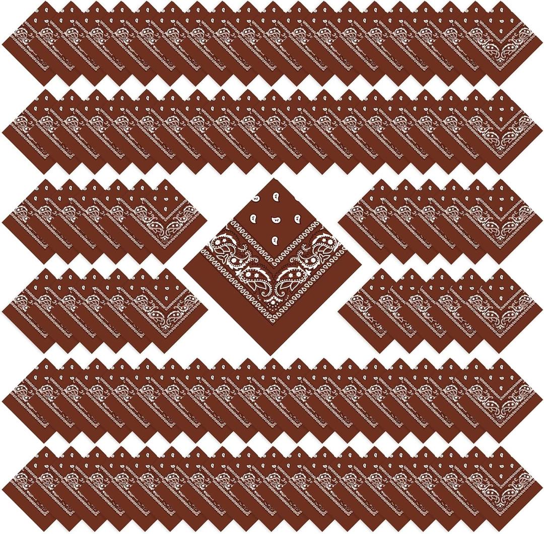 100 Pcs Bandanas Bulk Paisley Bandanas Cowboy Headband Scarf Face Mask for Men Women