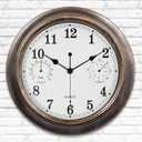 Outdoor Clocks for Patio Waterproof with Thermometer, Battery Operated Silent Outdoor Wall Clocks, 12 Inch Small Vintage Decorative Outside Clock for Kitchen Decor - Bronze