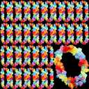 Sherr 24 Pcs LED Rainbow Leis Light up Wedding Hawaiian Leis Flower Necklace with LED Lights Beach Tropical Carnival Party Wedding Supplies Luau for Masquerade