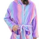 Doctor Unicorn Soft Unicorn Hooded Bathrobe Sleepwear - Unicorn Gifts for Girls (6-7 Years, Bright Purple)