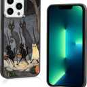 Vintage Scary Halloween Black Cat Phone Case Fit for iPhone 13 Pro Shockproof Designed Funky Art Cute Print Phone Case Cover for Boy Girl Men Women