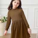 Vieille Toddler Baby Girls Fall Clothes Soft Knit Turtleneck Sweater Dress Long Sleeve Winter Outfits 2-6 Years (Brown)