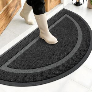 OLANLY Half Circle Front Door Mat Outside 47x23 All-Season Rubber Doormat