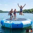 12FT Water Trampoline for Lake, Inflatable Floating Trampoline | Blue Inflatable Lake Trampoline Heavy Duty Water Swim Platform for Lake Ocean with Ladder & Ropes