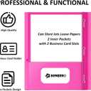 2 x 2-Pocket Folders with Prongs, 5 Pack Aesthetic Color, 3 Prong File Folders | Heavy Duty Paper Two Pocket, Fit Letter Size, Flexible Colored Folders, for Kids Back to School, Office Filing Supplies
